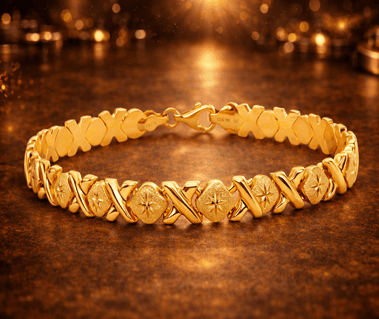 14K  Gold XOSO Heart Hollow Link Bracelet