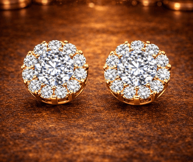 14K Men's Earring Round