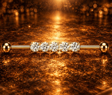 14K Barbell Stone Piercing